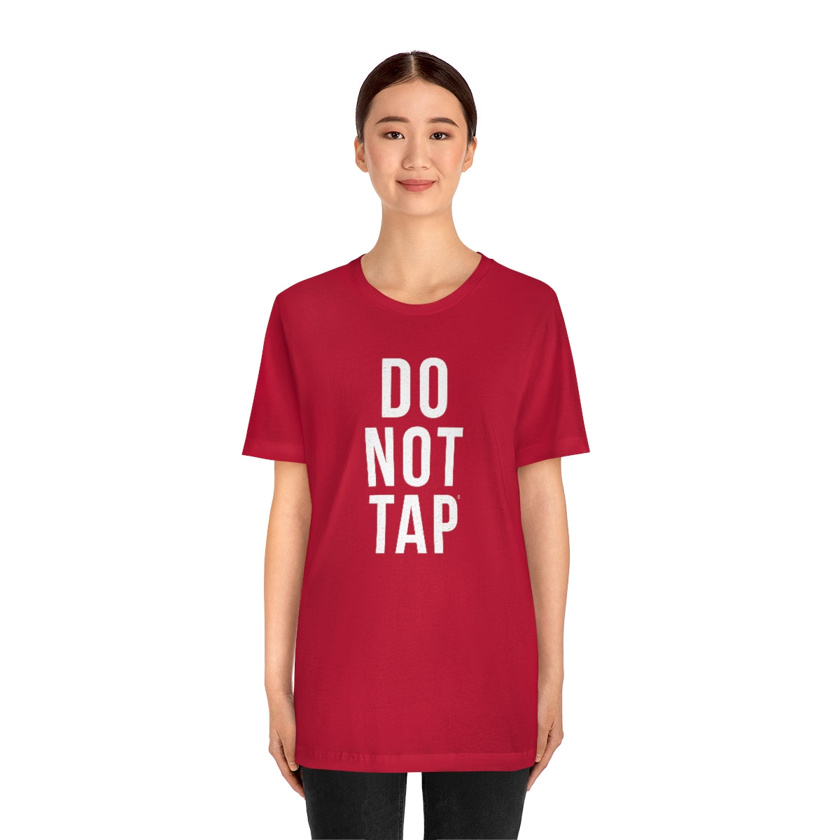 Do Not Tap® (blanca) // Unisex Jersey Short Sleeve Tee