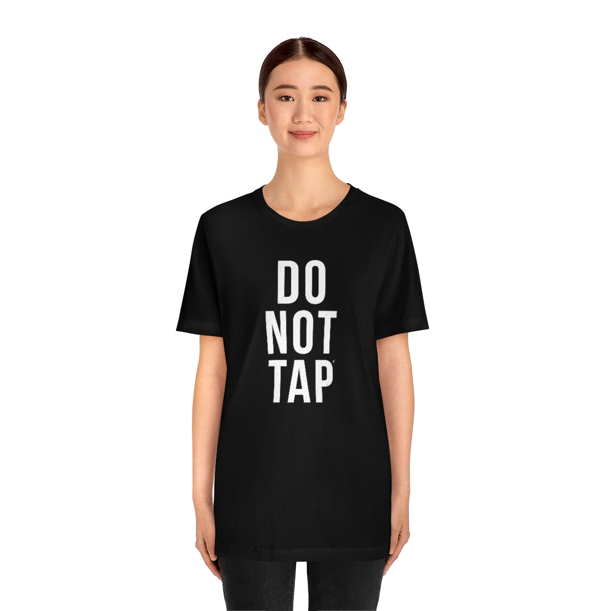 Do Not Tap® (blanca) // Unisex Jersey Short Sleeve Tee