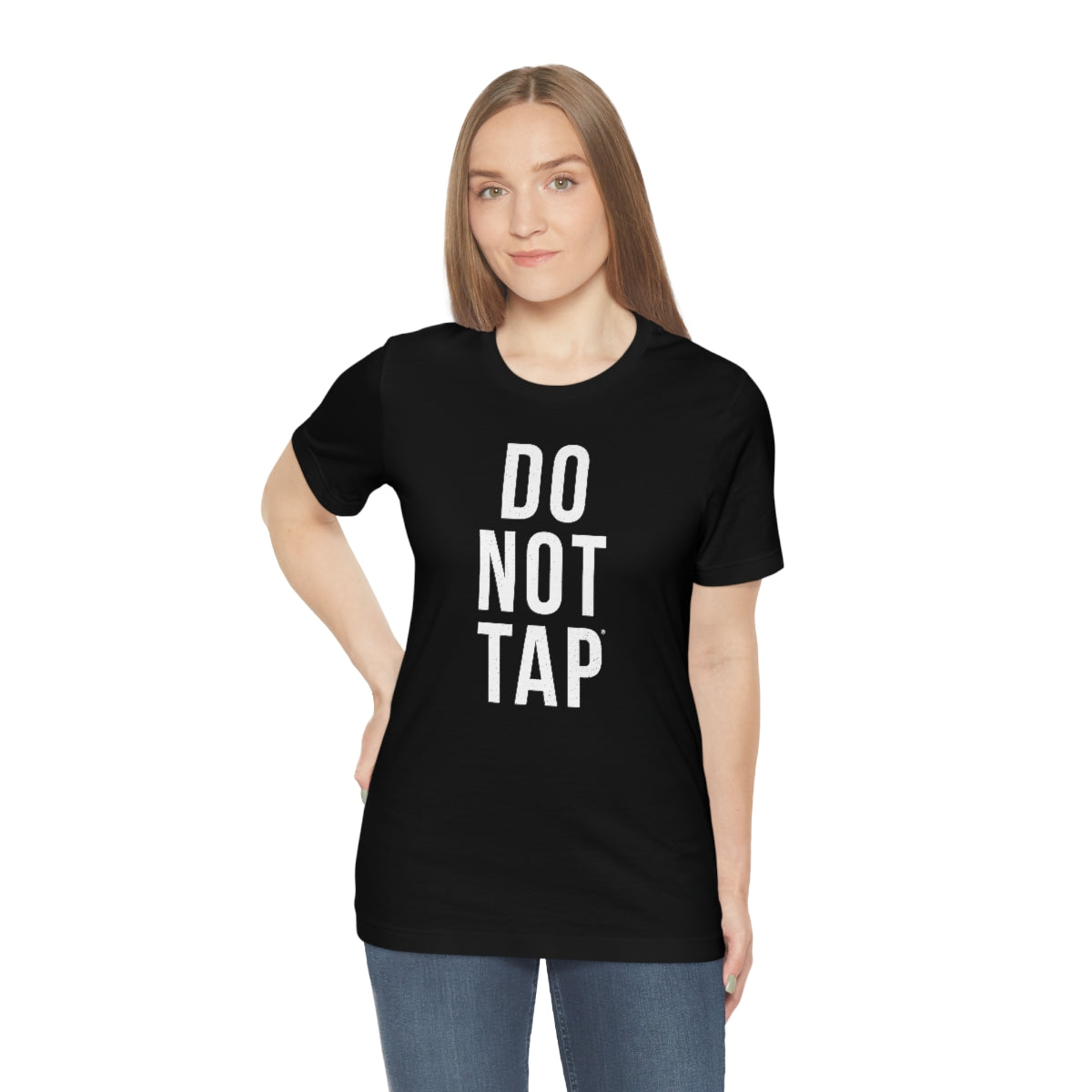 Do Not Tap® (blanca) // Unisex Jersey Short Sleeve Tee