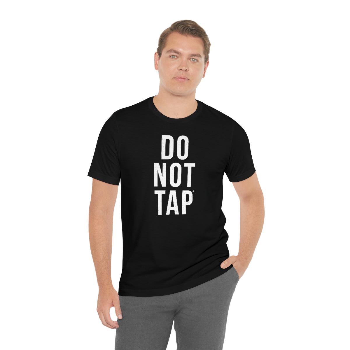 Do Not Tap® (blanca) // Unisex Jersey Short Sleeve Tee