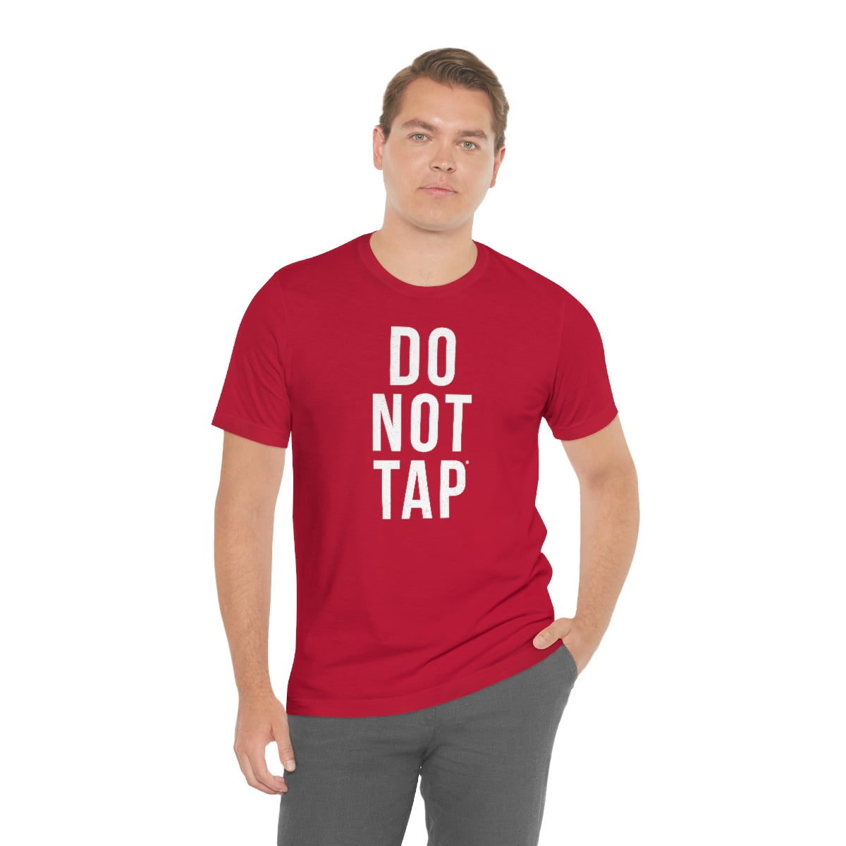 Do Not Tap® (blanca) // Unisex Jersey Short Sleeve Tee